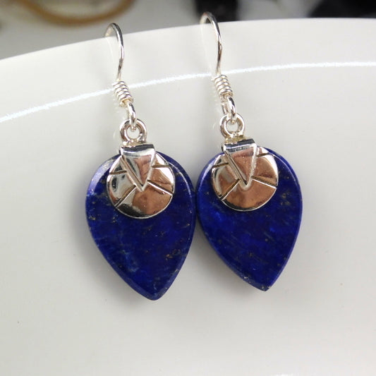 Sterling Silver Lapis Lazuli Dangle Earrings