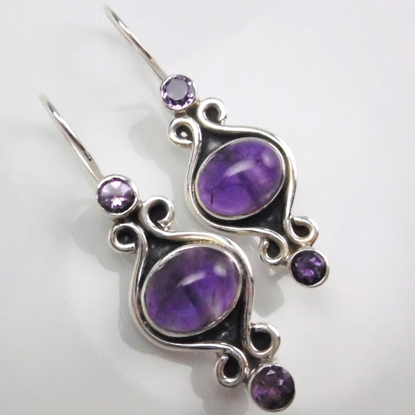 Sterling Silver Faceted Amethyst dangle Earrings