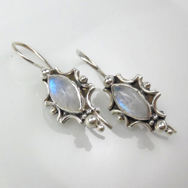 Sterling Silver Rainbow Moonstone Dangle Earrings