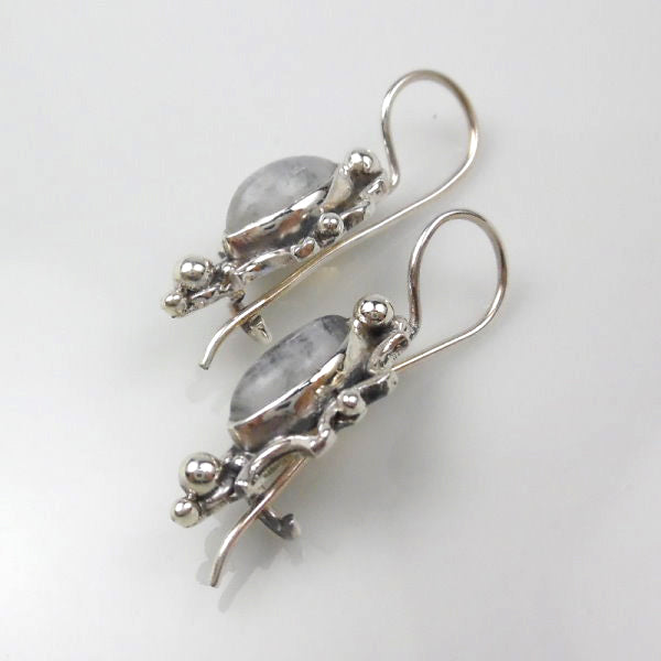 Sterling Silver Rainbow Moonstone Dangle Earrings