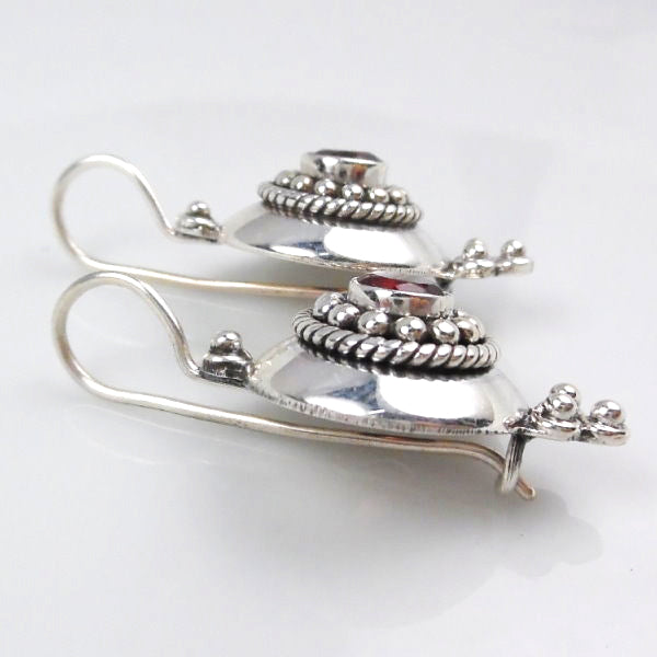 Sterling Silver Garnet Dangle Earrings