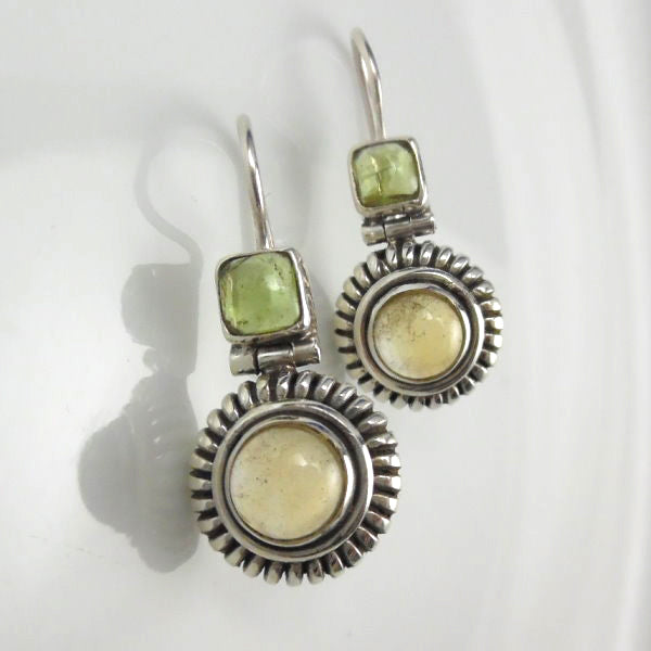 Sterling Silver Citrine Peridot Dangle Earrings