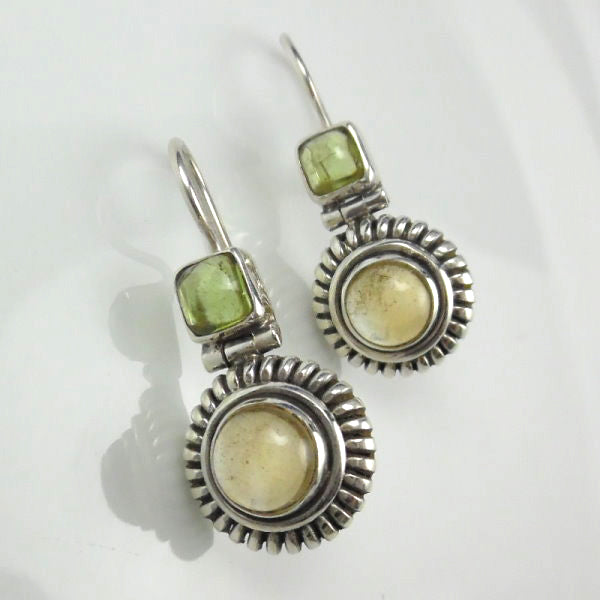 Sterling Silver Citrine Peridot Dangle Earrings