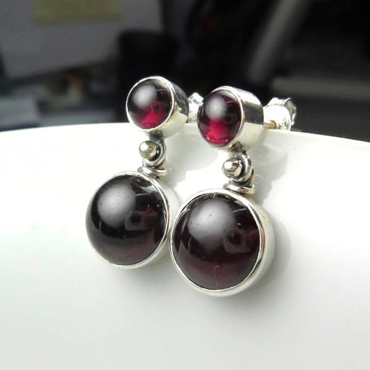 Sterling Silver Garnet Post Earrings